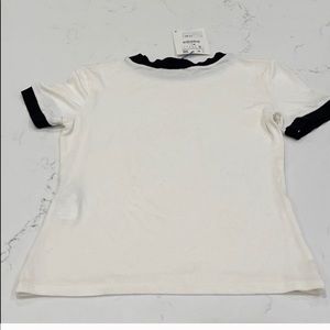 Zara NWT white knit T-shirt with black